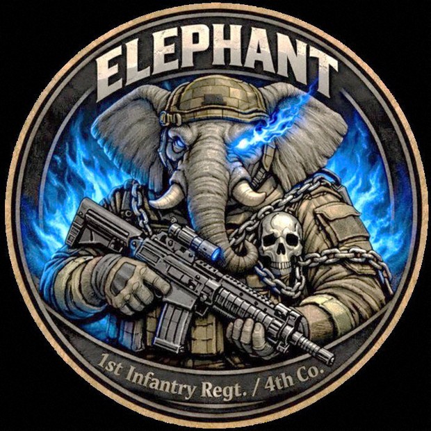 COOL BLUE FLAMES ELEPHANT
